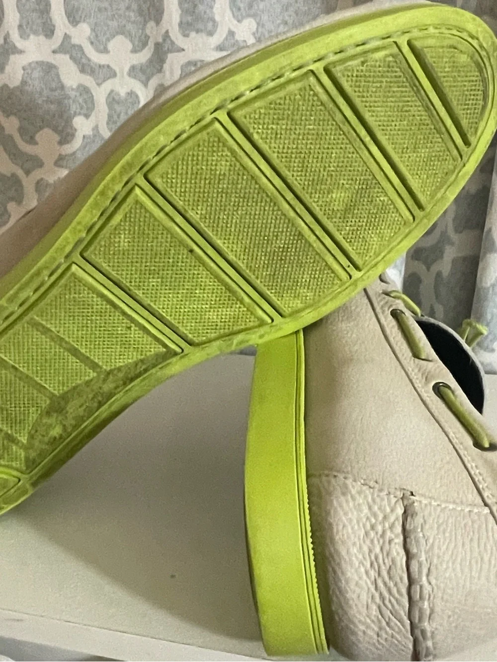 Cole Haan Air Mason Men's ivory and Lime Green Casual Boat Shoes Sz 13